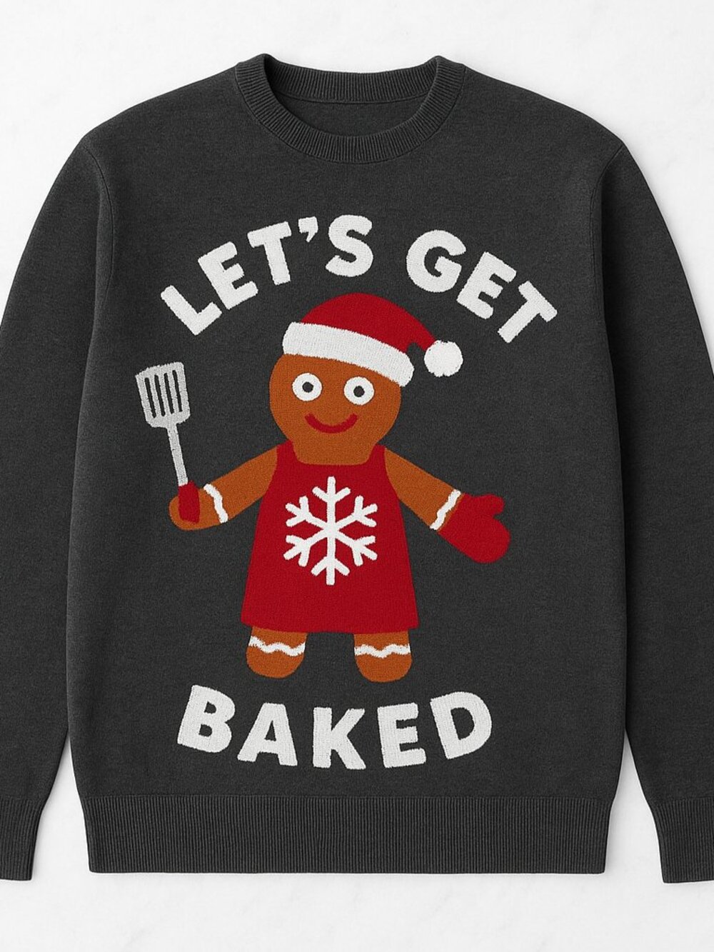 Topman Let's Get Baked Gingerbread Christmas Jumper Grey